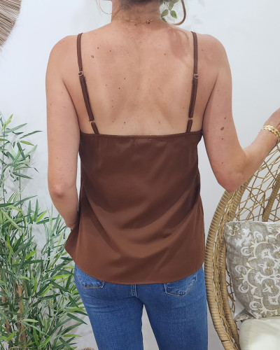 Top à bretelles femme marron Isa