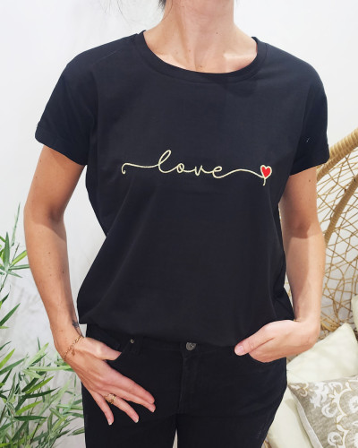 Tee shirt noir best sale et doré femme