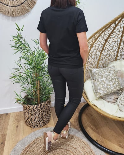 T-Shirt femme noir Telle mère telle fille doré
