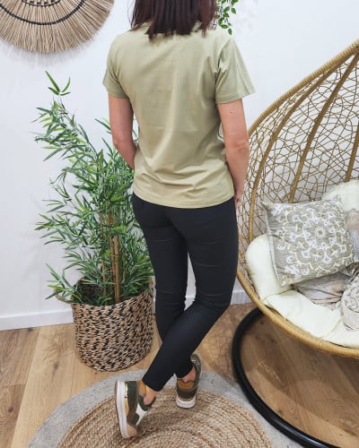 T-Shirt femme kaki J'irai où tu iras doré
