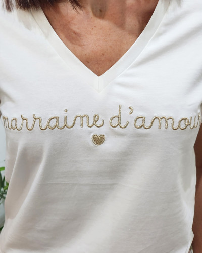 T-Shirt femme marraine d'amour doré