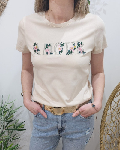 T-Shirt femme beige Amour