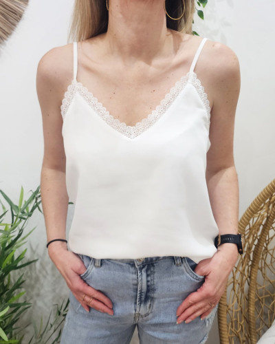 Top femme à bretelles blanc Eleni