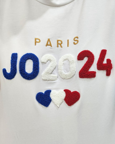 T-Shirt femme blanc JO2024 coeurs