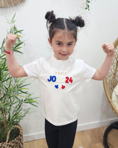 T-Shirt enfant blanc JO2024 coeurs