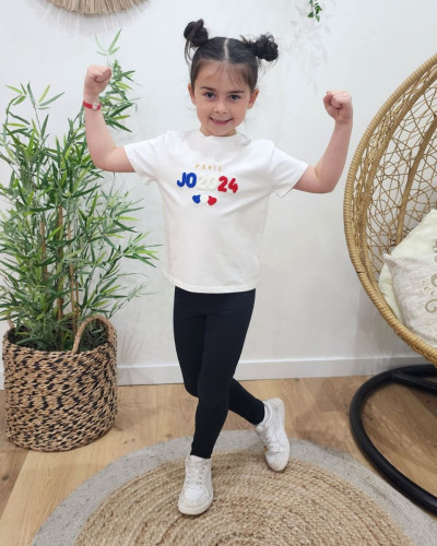 T-Shirt enfant blanc JO2024 coeurs