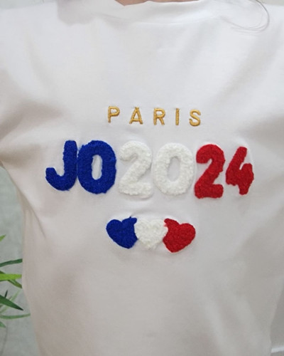 T-Shirt enfant blanc JO2024 coeurs