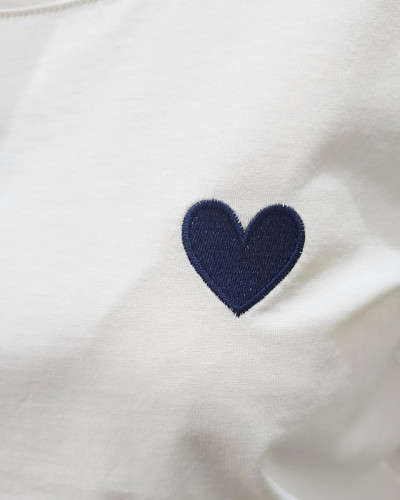 T-Shirt blanc coeur taille unique-marine