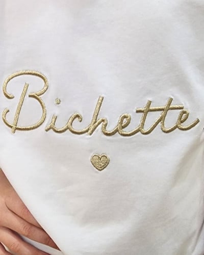 T-Shirt enfant écru broderie bichette dorée