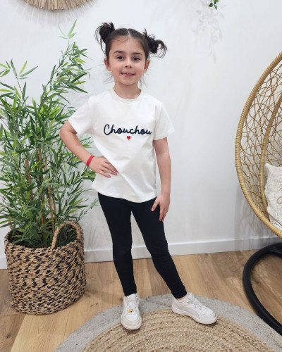 T-Shirt enfant blanc chouchou marine coeur rouge