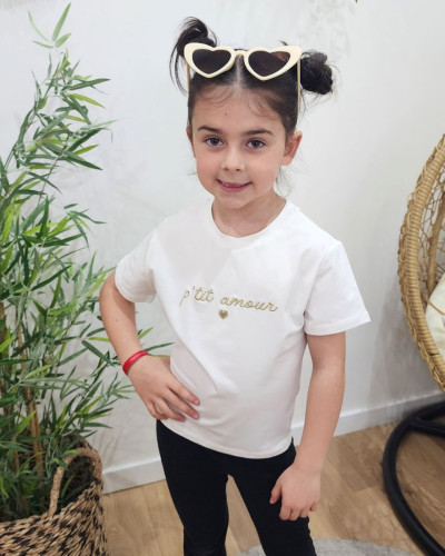 T Shirt enfant ecru p tit amour dore 26570