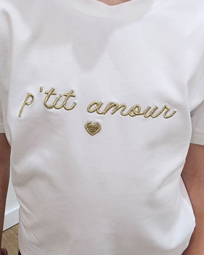 T-Shirt enfant écru p'tit amour doré