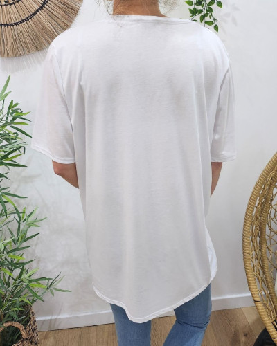 T-Shirt oversize femme blanc Amour Amour doré