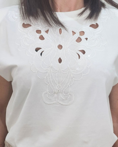 T-shirt femme à épaulettes blanc Yadira