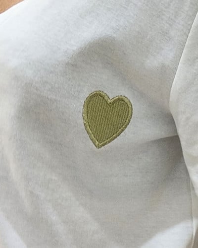 T-Shirt femme blanc broderie coeur doré Théa