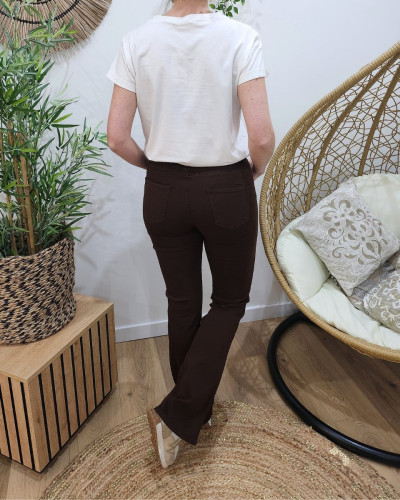 T-shirt femme blanc coeur léopard camel