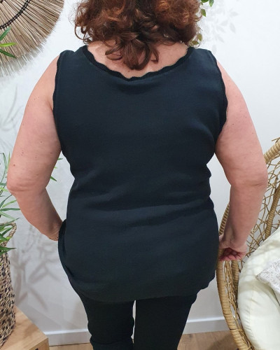 Top femme grande taille sans manches liseré doré Brigitta