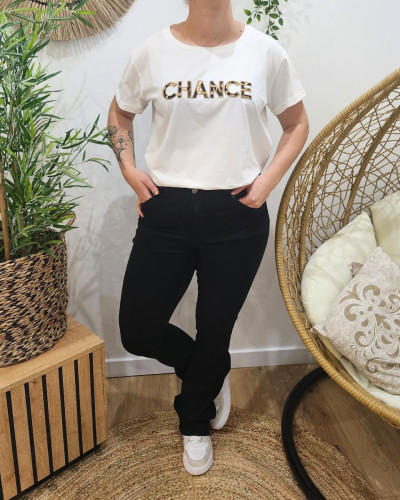 T-shirt femme broderie Chance léopard