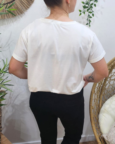 T-shirt femme broderie Chance léopard