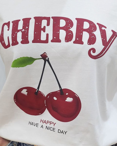 T-shirt blanc femme Cherry