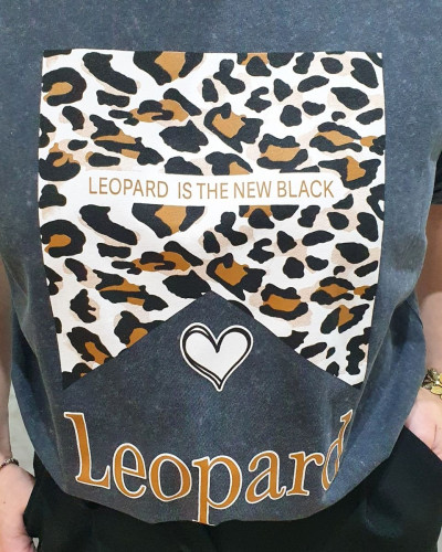 T-shirt femme gris délavé Léopard is the new black