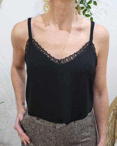 Top femme à bretelles noir Délia