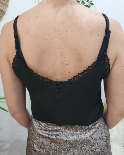 Top femme à bretelles noir Délia