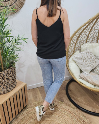 Top femme à bretelles noir Gaella