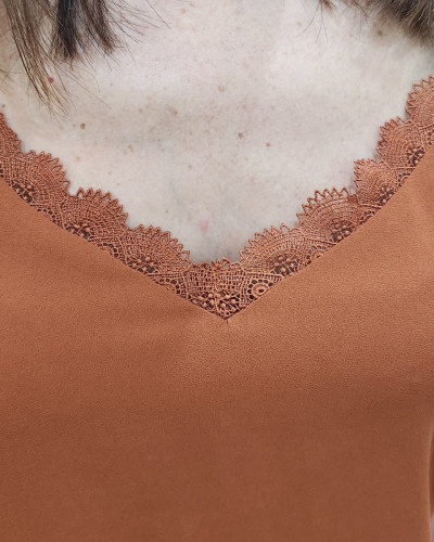 Top femme à bretelles terracota Gaella