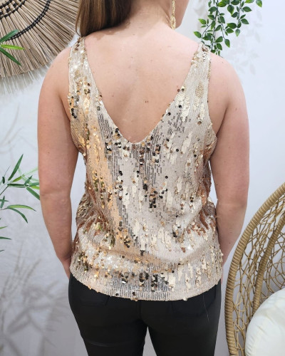 Top femme doré à sequins Cassiane