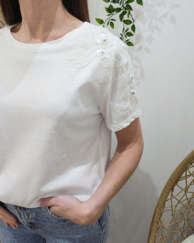 T-shirt femme blanc Perlita