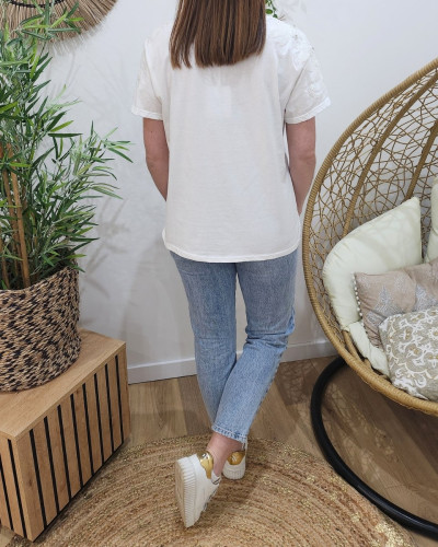T-shirt femme blanc Perlita