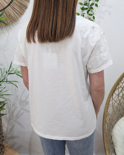 T-shirt femme blanc Perlita