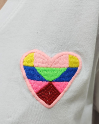T-Shirt femme oversize coeur rose