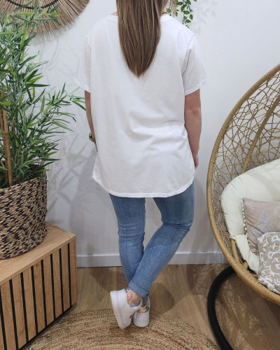 T-Shirt femme oversize coeur rose