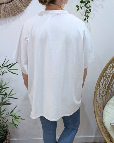 T-Shirt femme oversize coeur brodé rouge