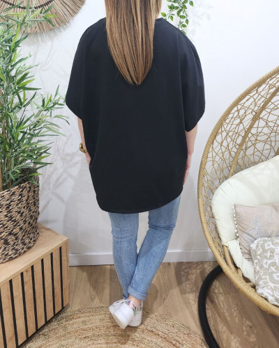T-Shirt femme oversize coeur brodé rouge