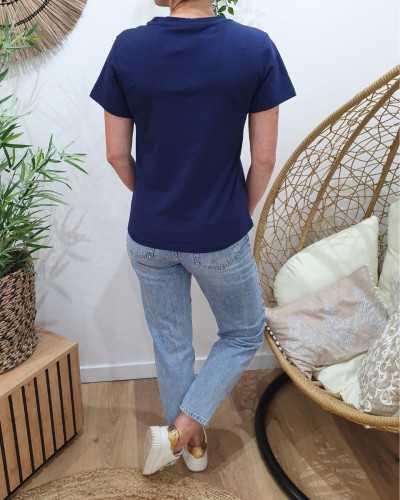T-Shirt femme marine Telle mère telle fille doré
