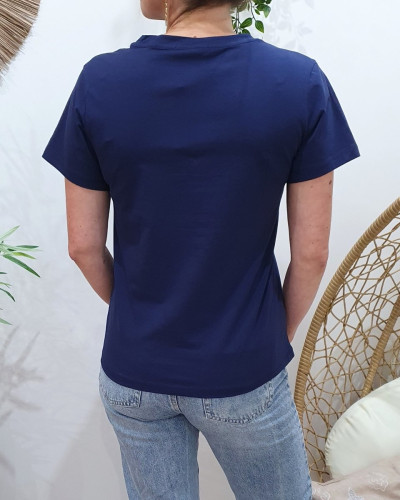 T-Shirt femme marine Telle mère telle fille doré