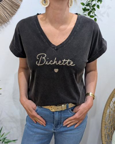T-shirt femme Bichette paillettes