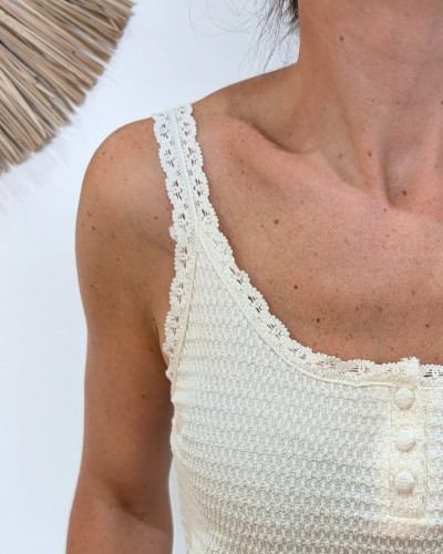 Top femme à bretelles beige Kaïna