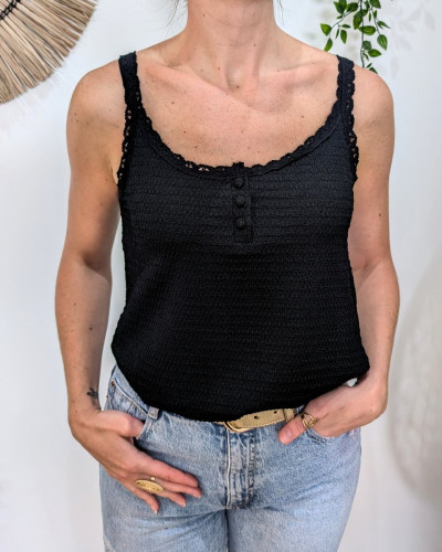 Top femme à bretelles noir Kaïna