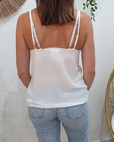 Top femme à bretelles écru Nicolette