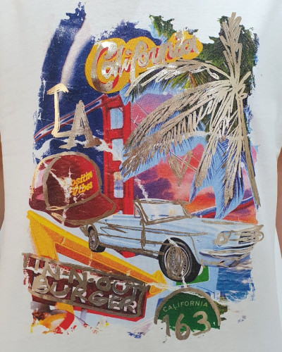 T-shirt femme blanc California 163 multicolore