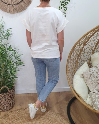 T-shirt femme blanc California 163 multicolore