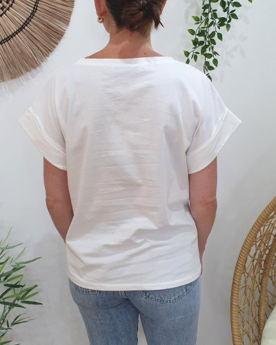 T-shirt femme blanc California 163 multicolore
