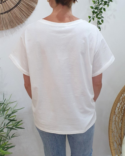T-shirt femme blanc La Dolce Vita multicolore