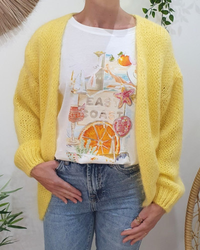 T-shirt femme blanc East Coast multicolore