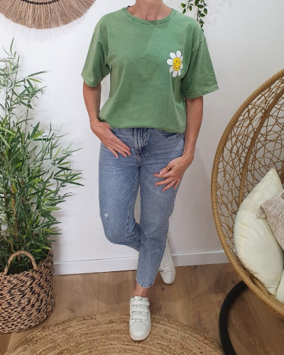 T-shirt femme vert Smile More multicolore