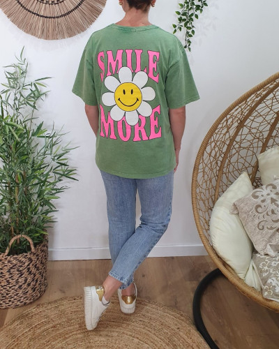 T-shirt femme vert Smile More multicolore